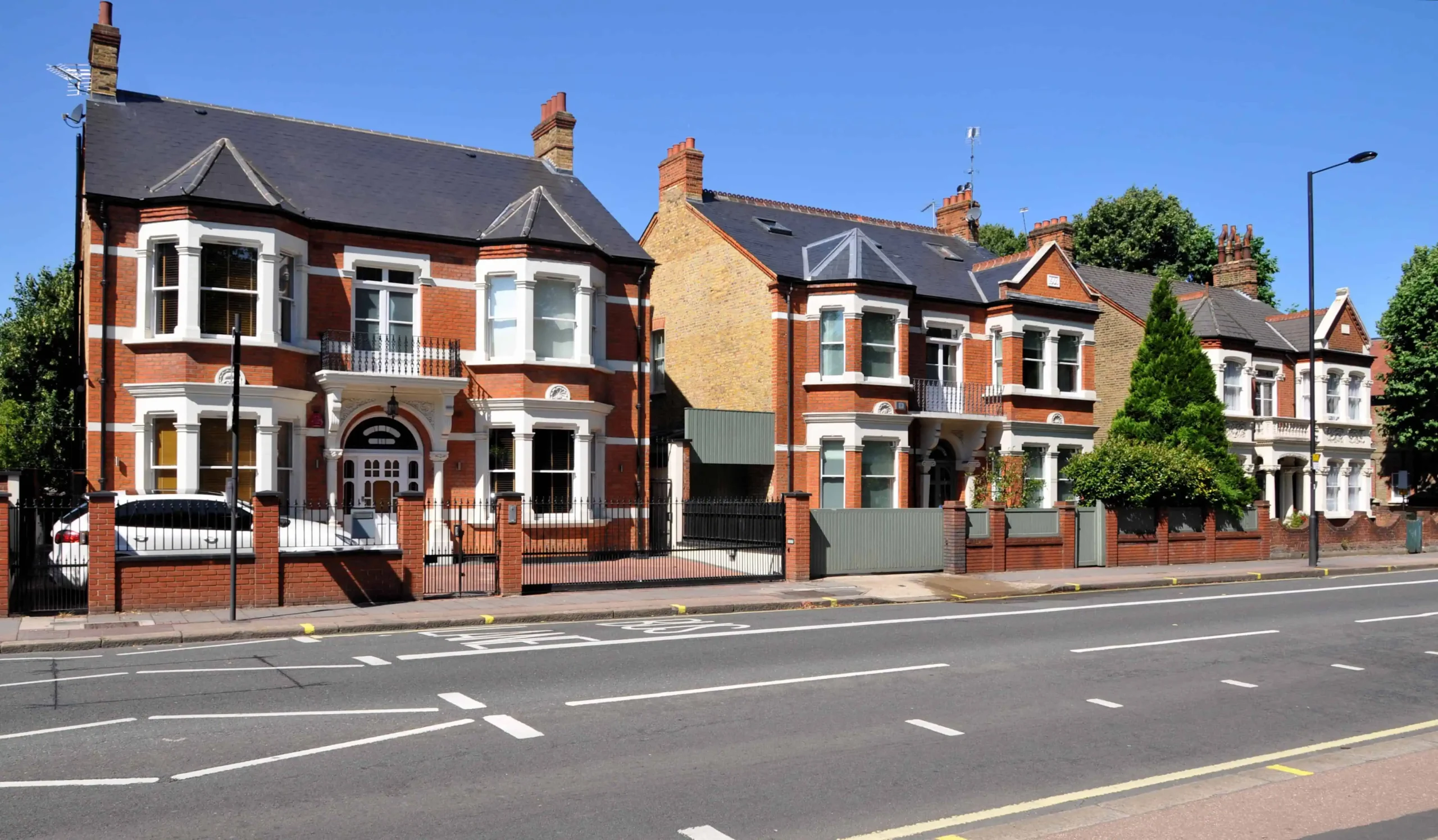 Period London homes with pitched slate roofs